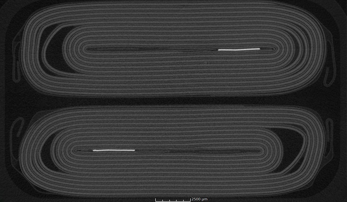 リチウムイオン電池の断層画像